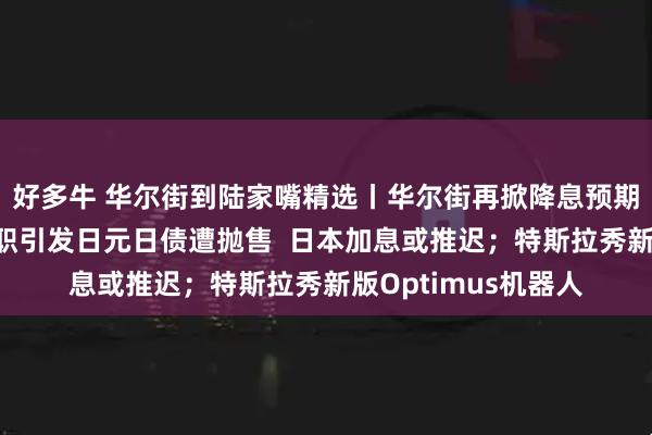 好多牛 华尔街到陆家嘴精选丨华尔街再掀降息预期调整潮；石破茂辞职引发日元日债遭抛售  日本加息或推迟；特斯拉秀新版Optimus机器人